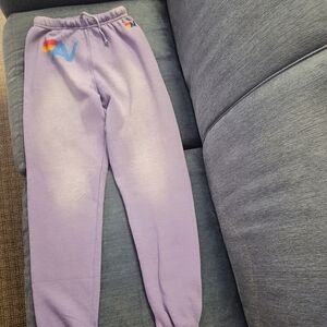 Aviator Nation Lilac Joggers with Rainbow 'A' Logo